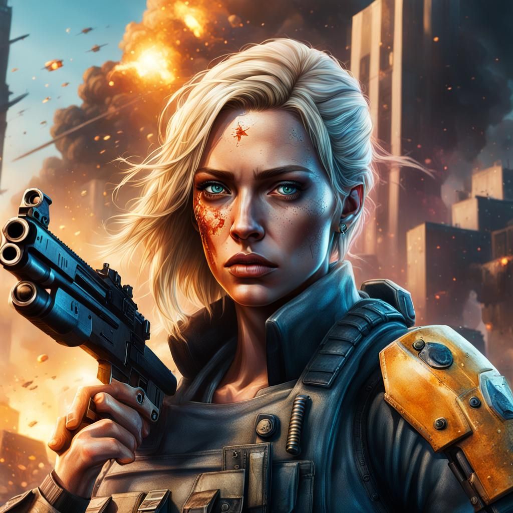 Beautiful Blonde Apocalypse Survivor with Gun