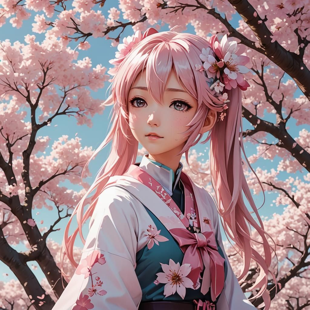 Sakura Miku Portrait in Studio Trigger Anime Style