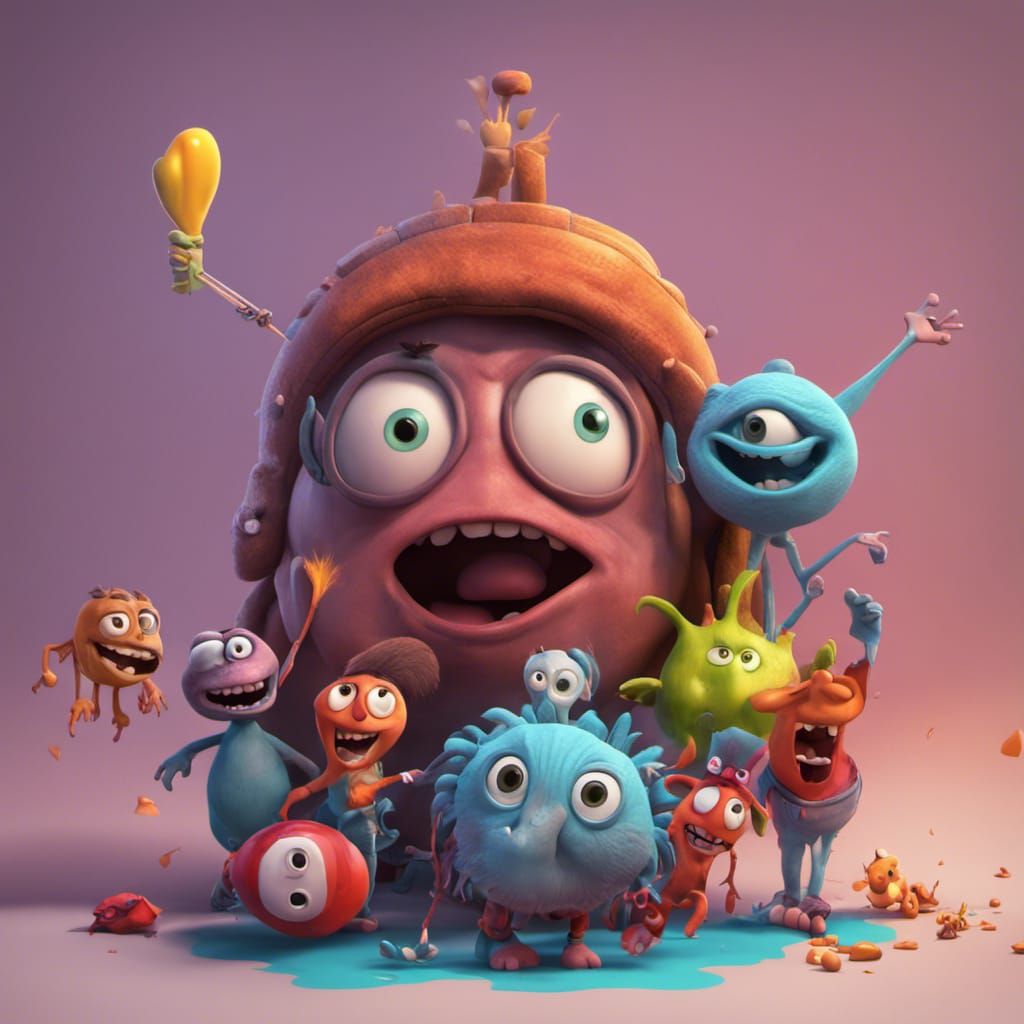 Nightmarish Pixar Scene in Bright 3D Digital Art