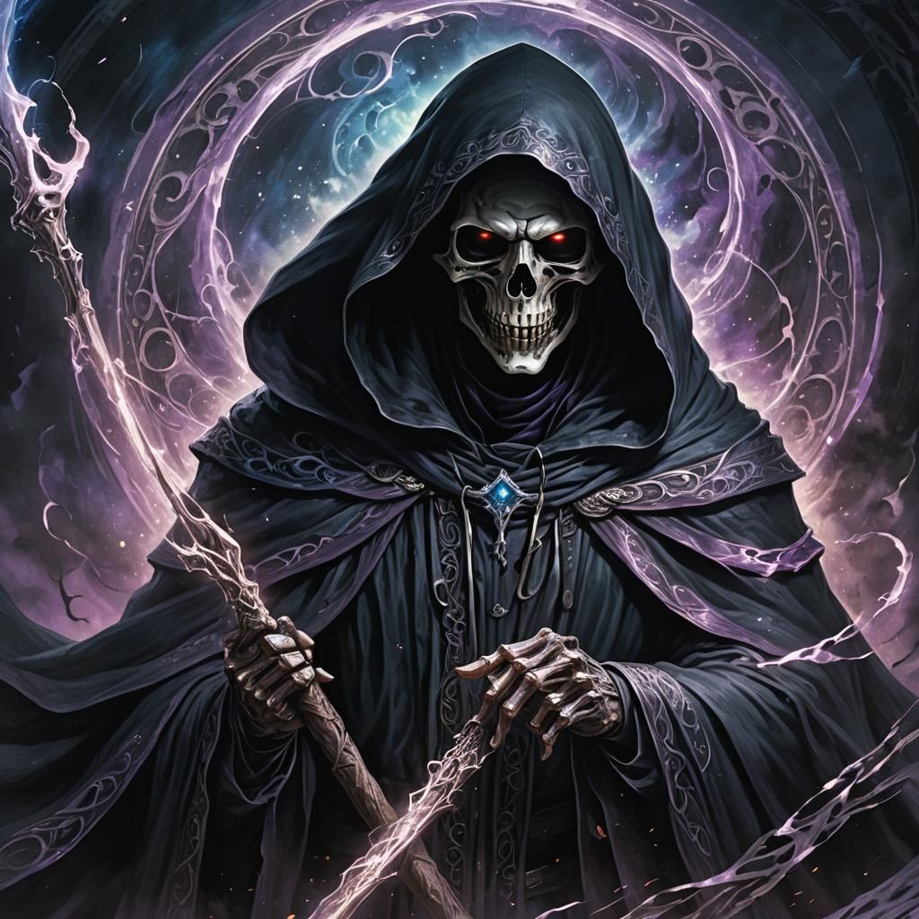 Ethereal Grim Reaper in a Swirling Vortex