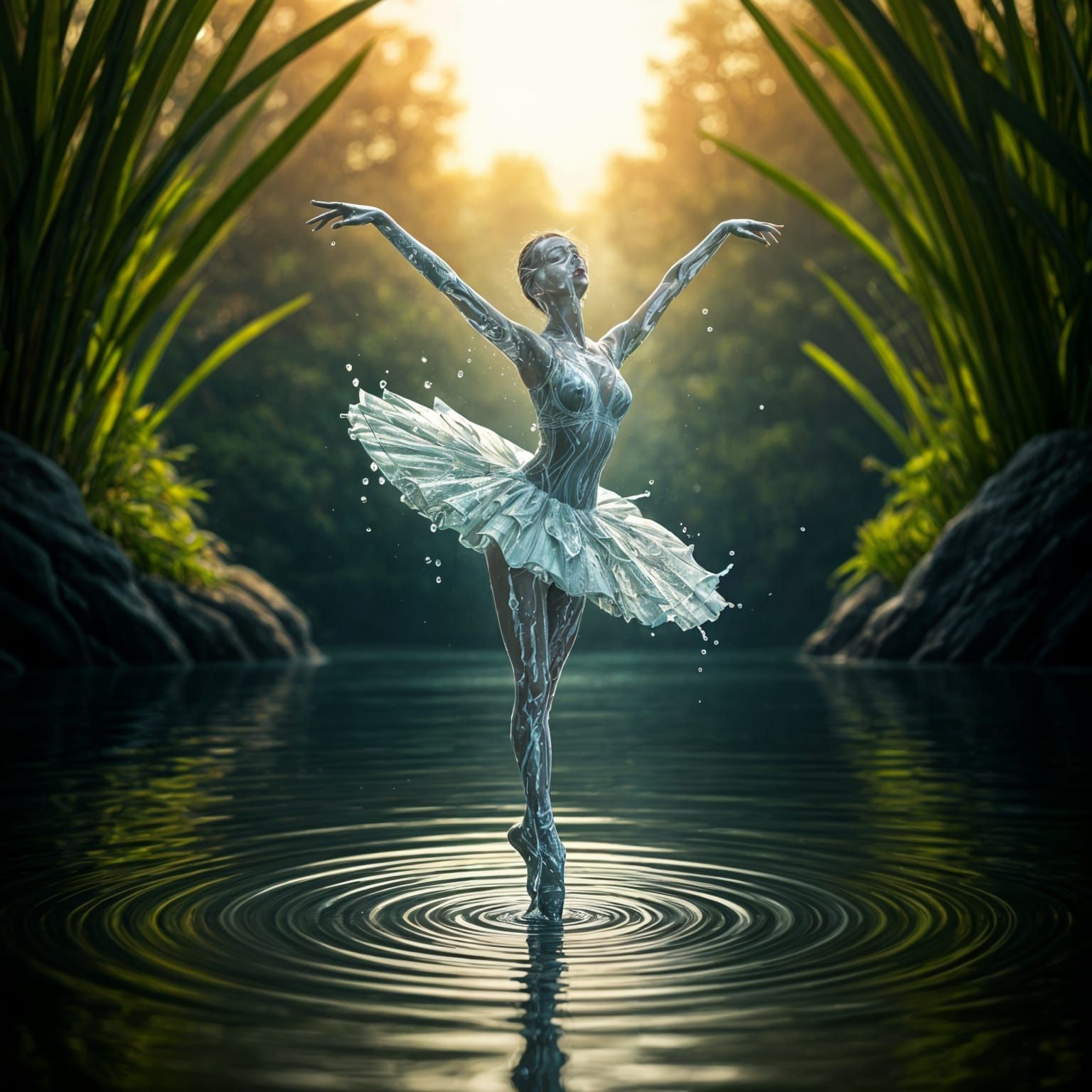 Ethereal Water Dancer in Mid-Lake