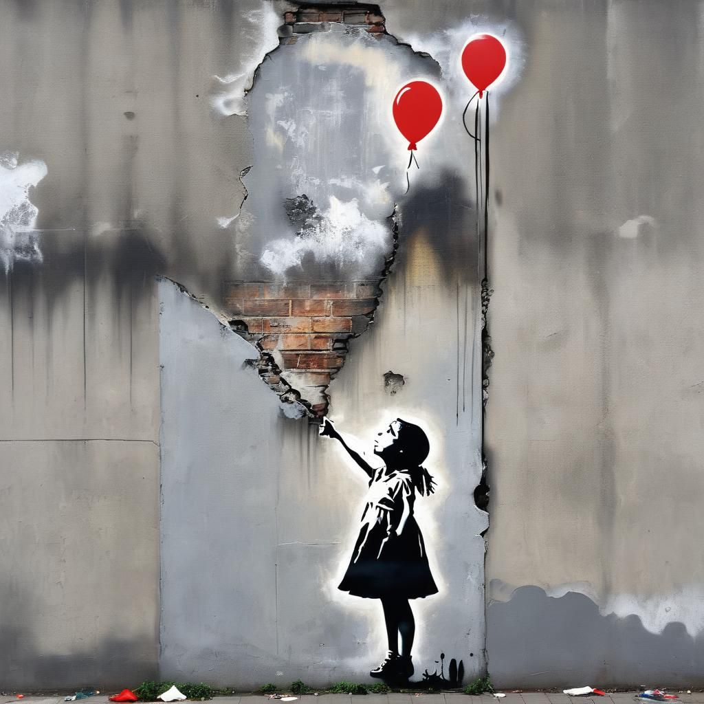 Girl with Red Balloon, Street Art Style
