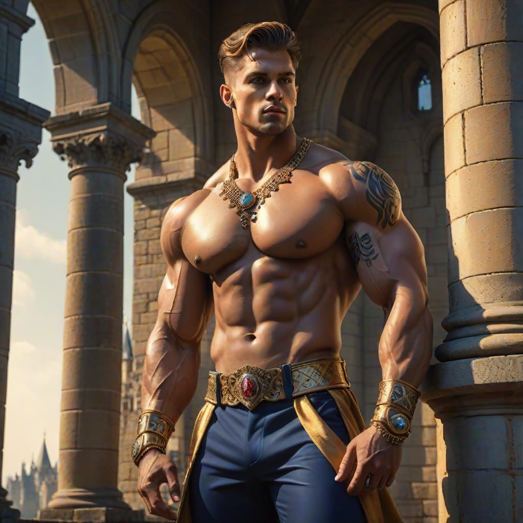 Regal Prince in Opulent Castle Setting