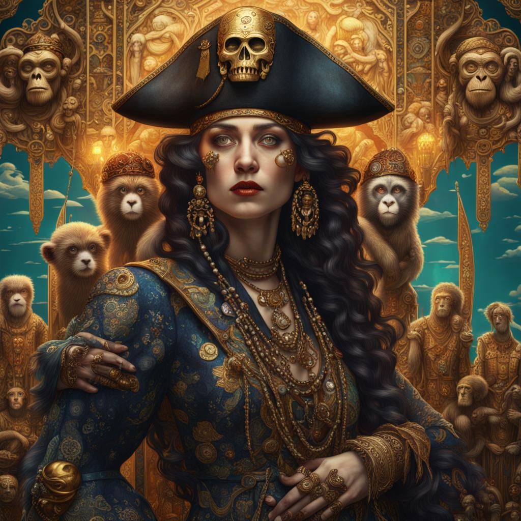 Art Deco Pirate Women and Monkey Gods