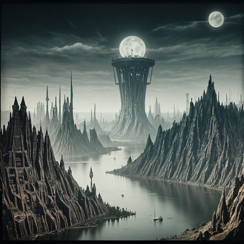 Ethereal Cityscape in a Dreamlike Landscape