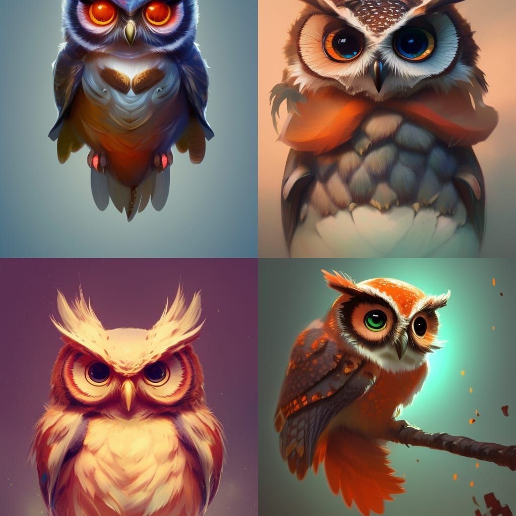 Cute Kawaii Owl Concept Art in 8K