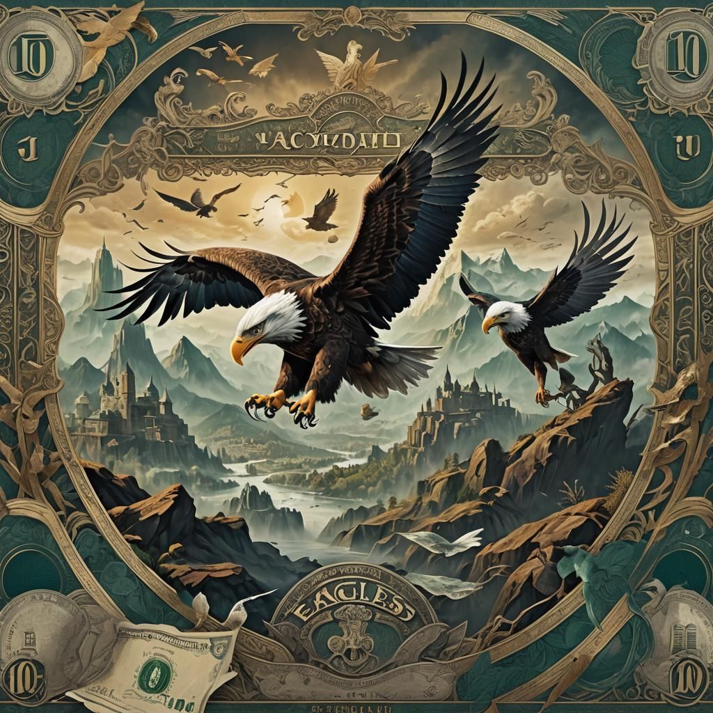 Detailed Eagle Poster Art Banknote in Deep Color
