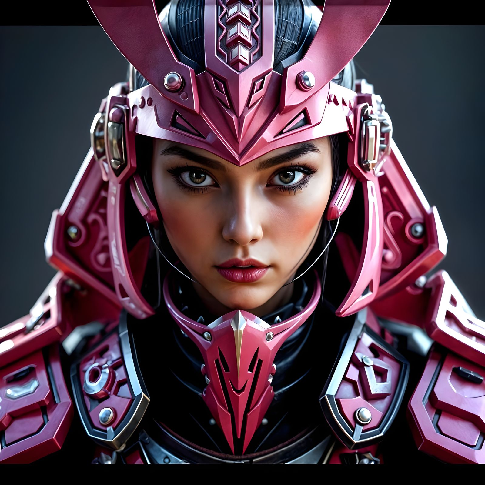 Pink Samurai Warrior Close-Up in 3D Render