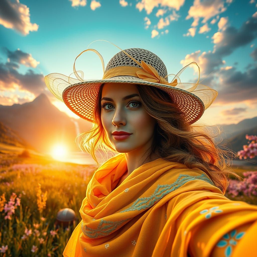 Taking selfie at sunset.