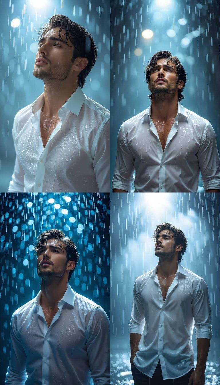 Stylish Model in Rain: Editorial Fashion Shoot