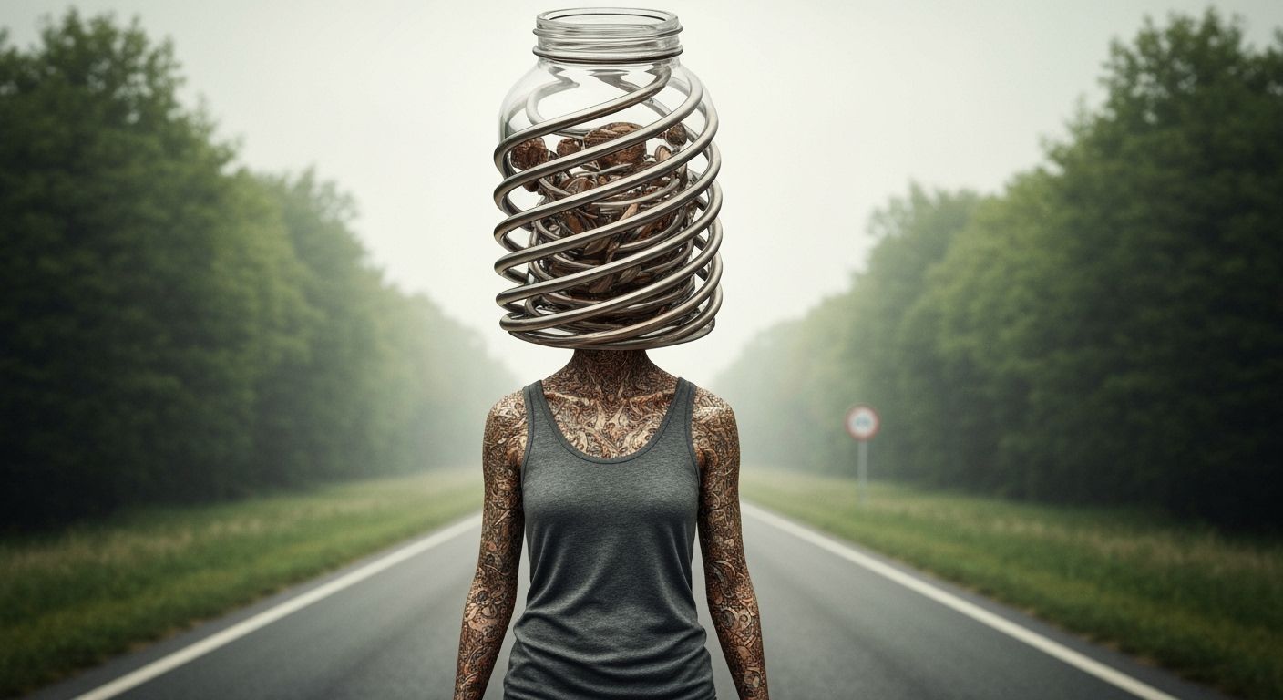 Supercute Woman with Metal Jar Hat