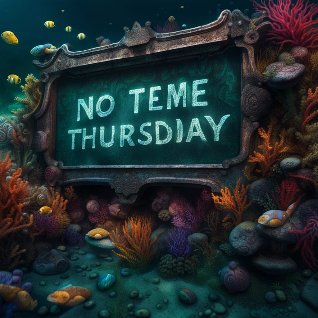 Underwater Sign Reads No Theme Thursday