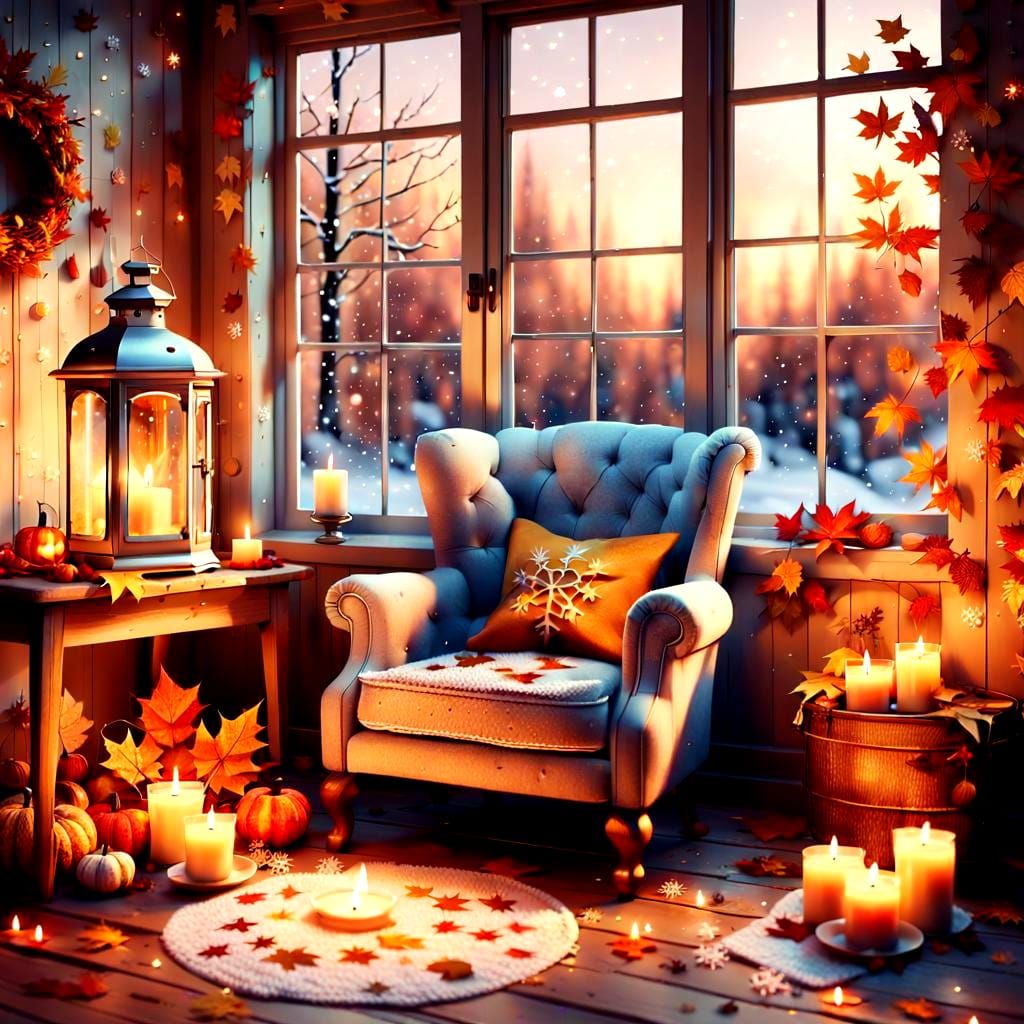 Cozy Autumn Armchair in a Photorealistic Setting