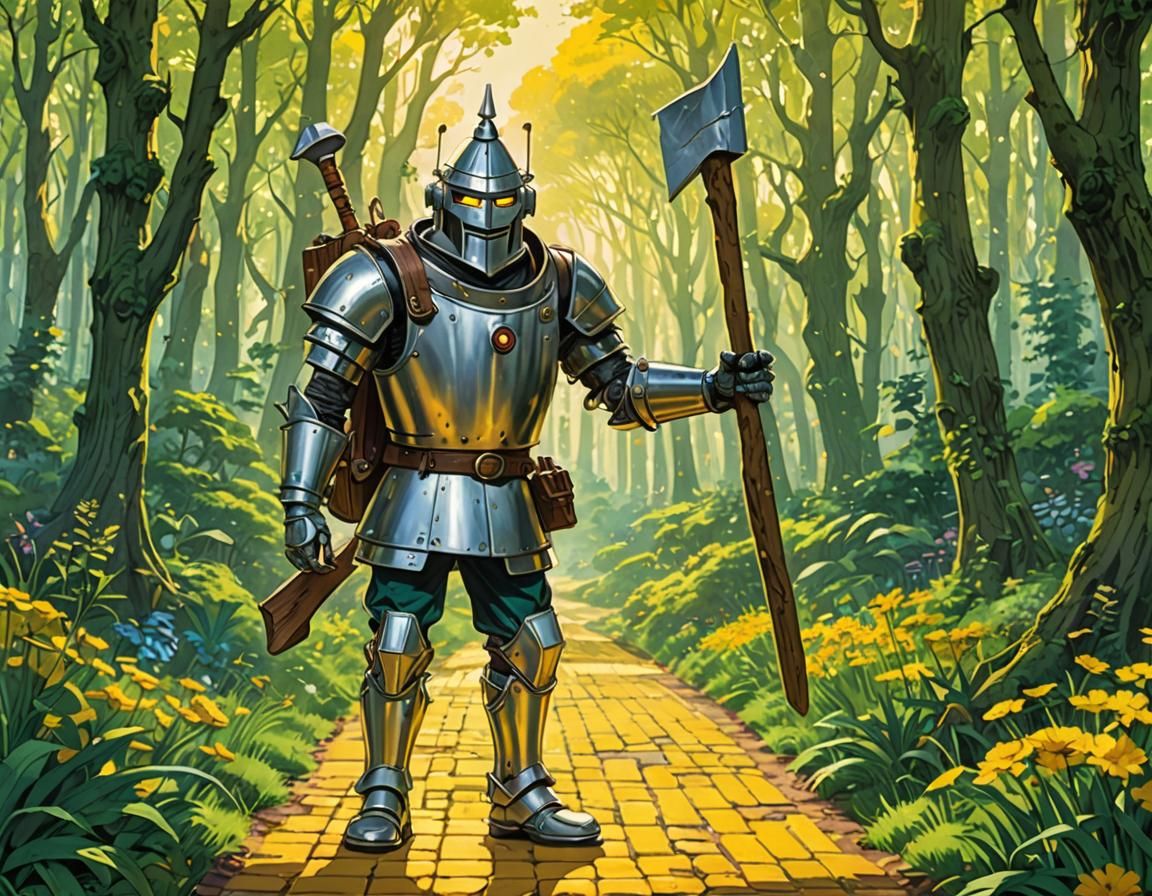 Anime Tin Woodman Walks the Yellow Brick Road