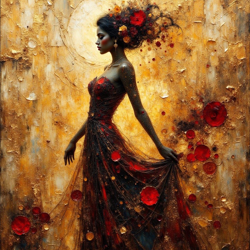 Breathtaking Silhouette with Encaustic and Gold Leaf