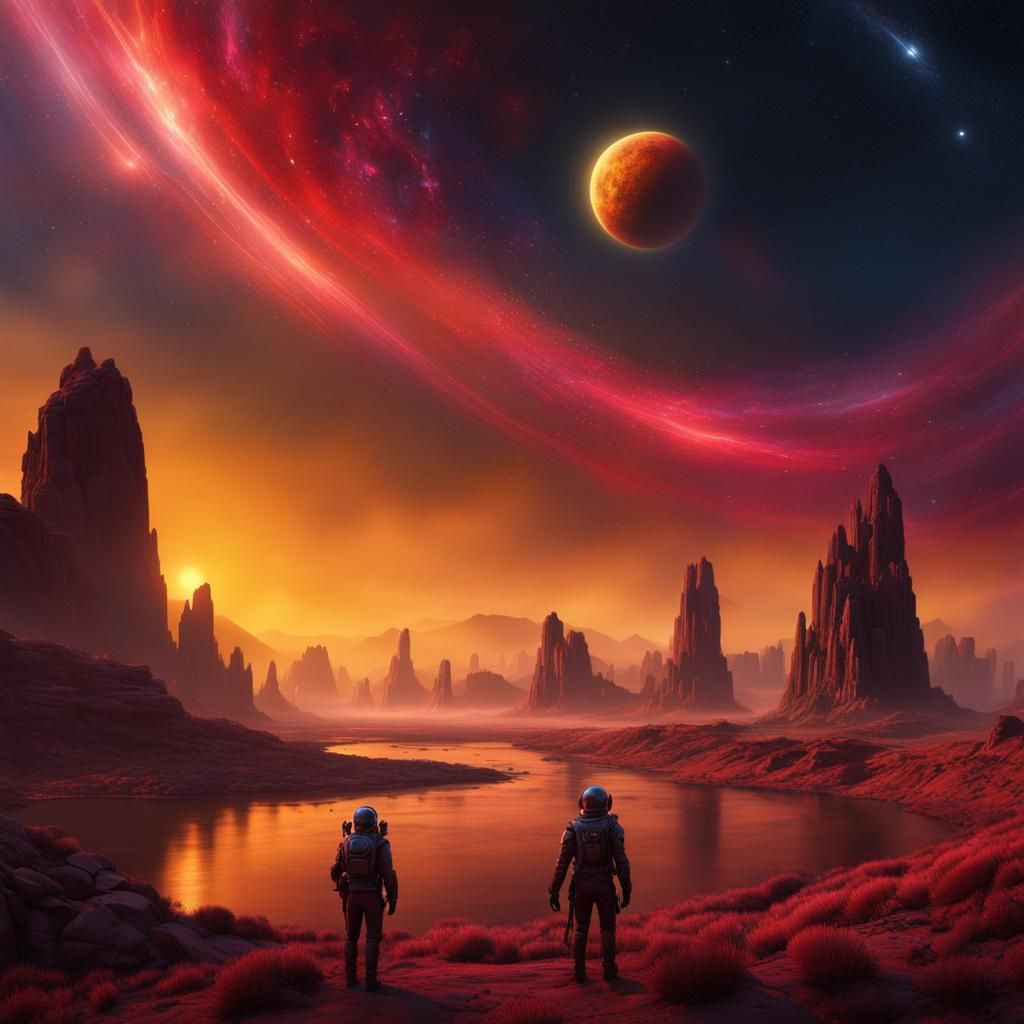 Extraterrestrial Beings Watch a Colorful Sky