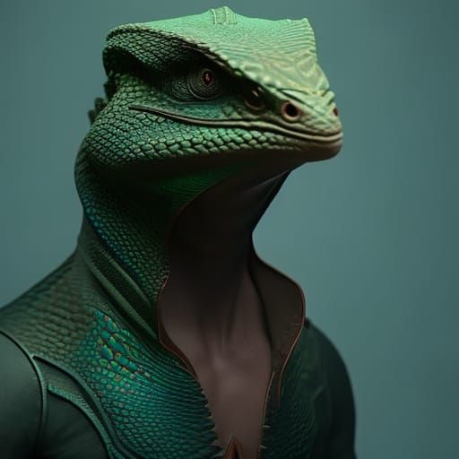 Lizard Person Portrait: Detailed Fantasy Art