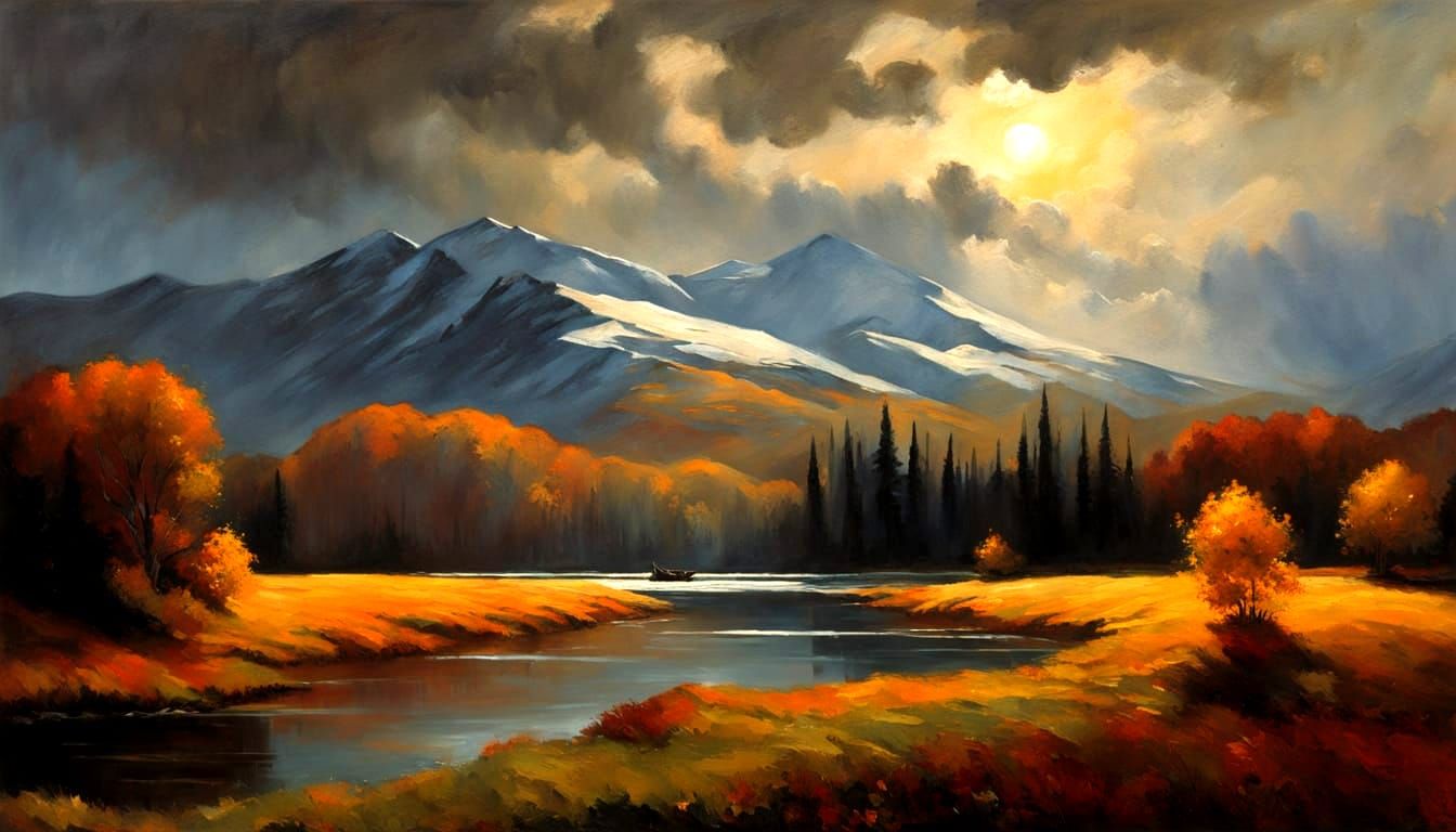 Vermont Autumn Lakeside Home Under Moonlight