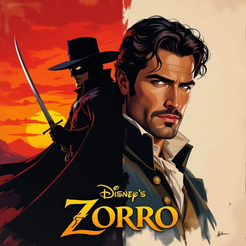 Epic Zorro Movie Poster: Heroic Split Image
