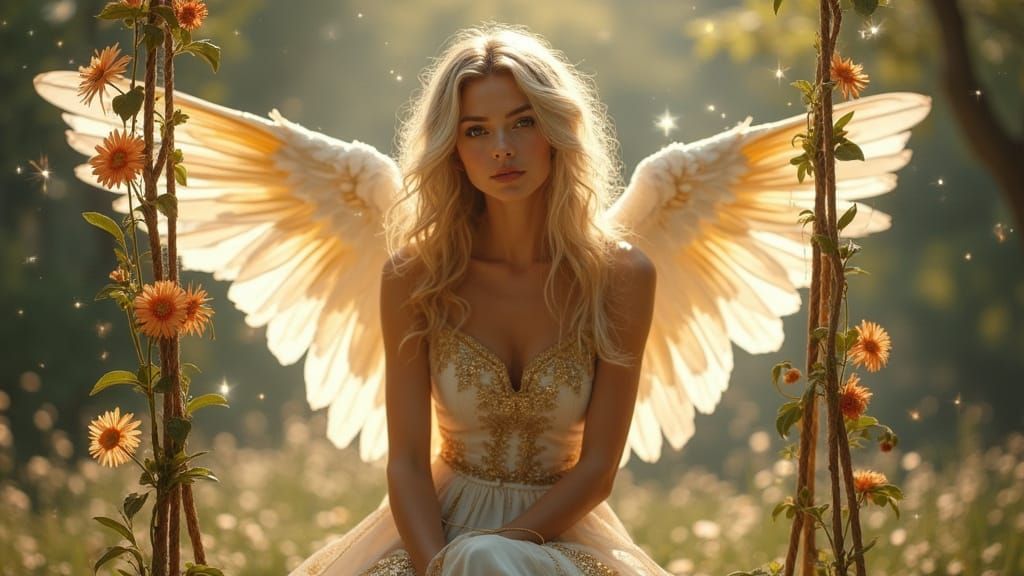 Ethereal Angel Goddess on Magical Swing