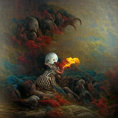 Burning Skull Fantasy in Gothic Horror Style