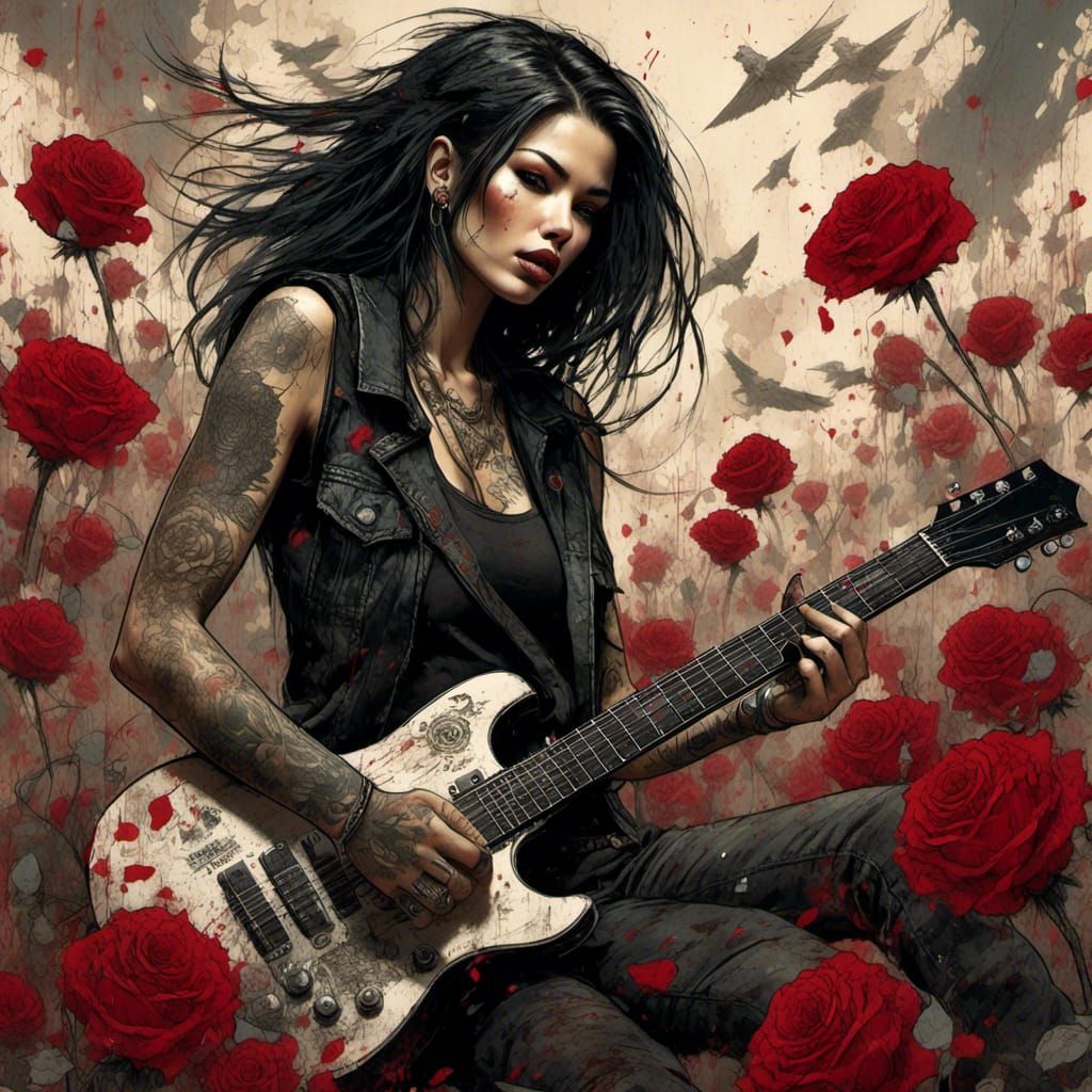 Goth Girl Guitar Solo in Rose Garden