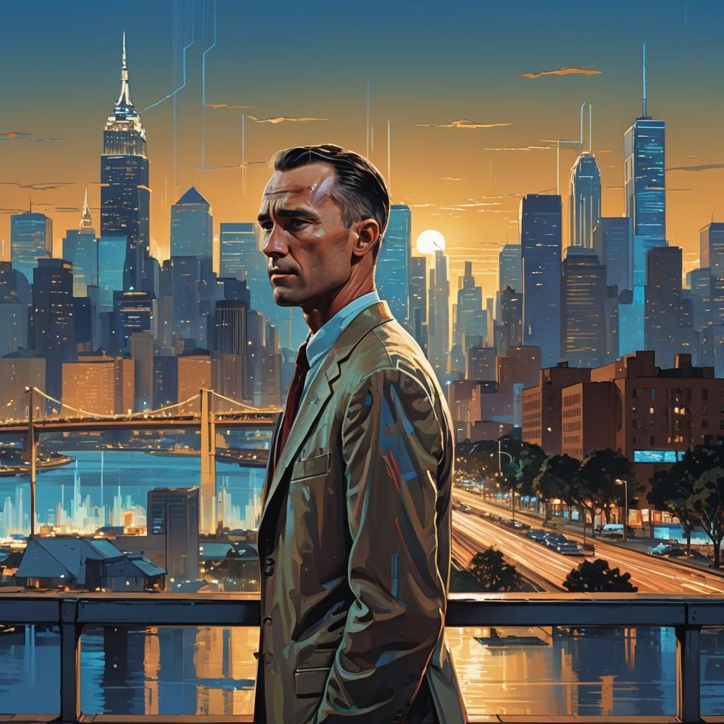 Cyberpunk Visionary Forrest Gump Illuminated by Neon Dreams