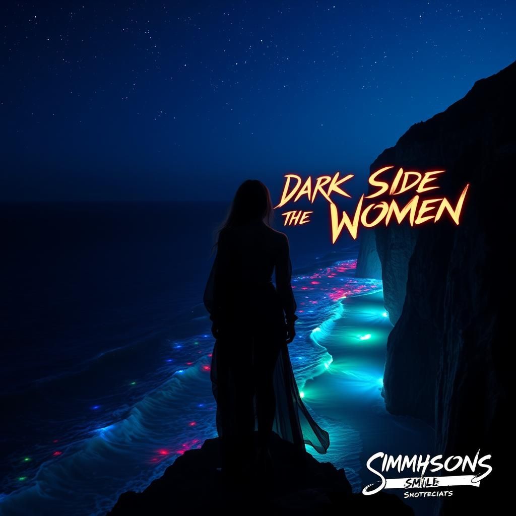 Dramatic Cliffside Silhouette with Projector Lights