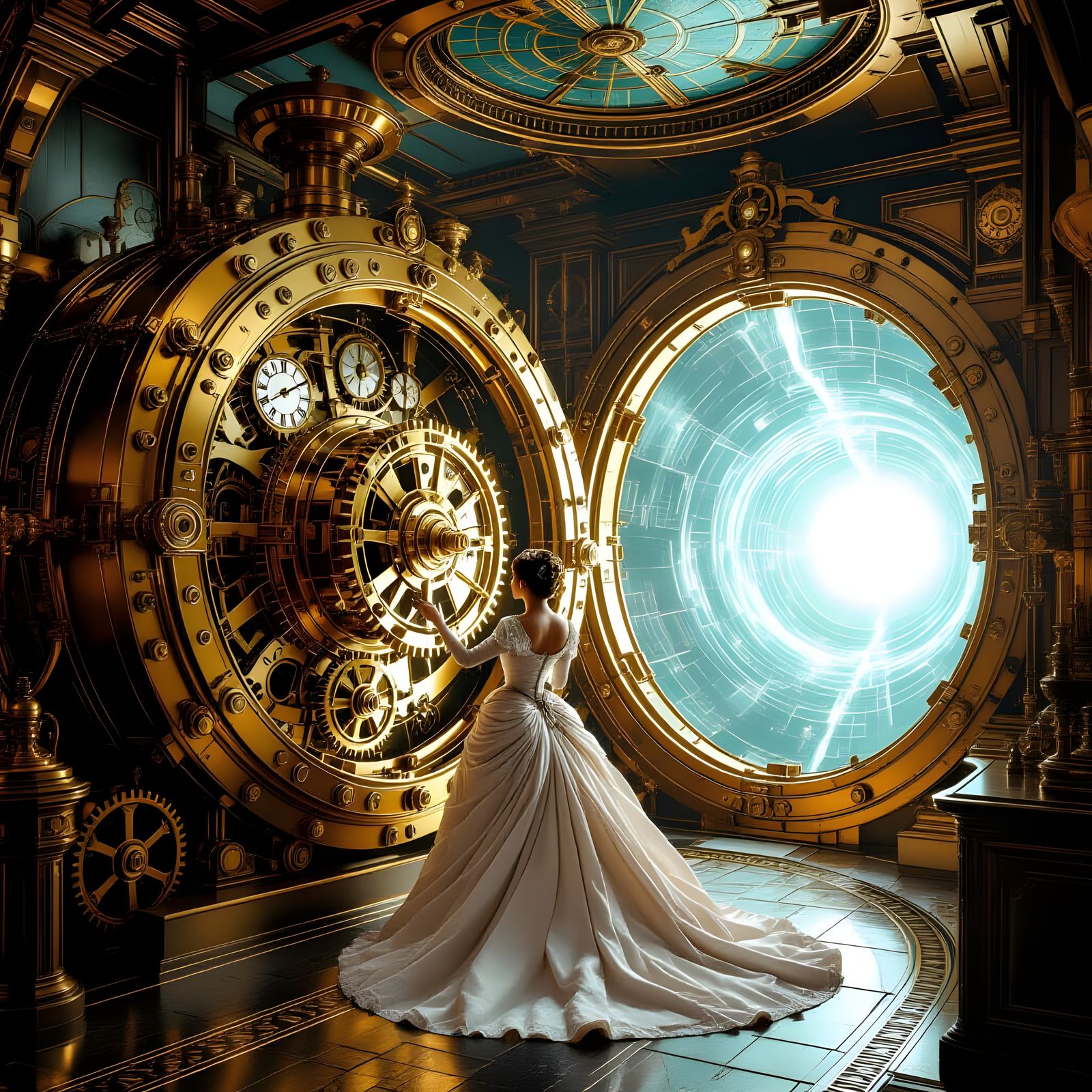 Steampunk Time Travel Device with Art Nouveau Details