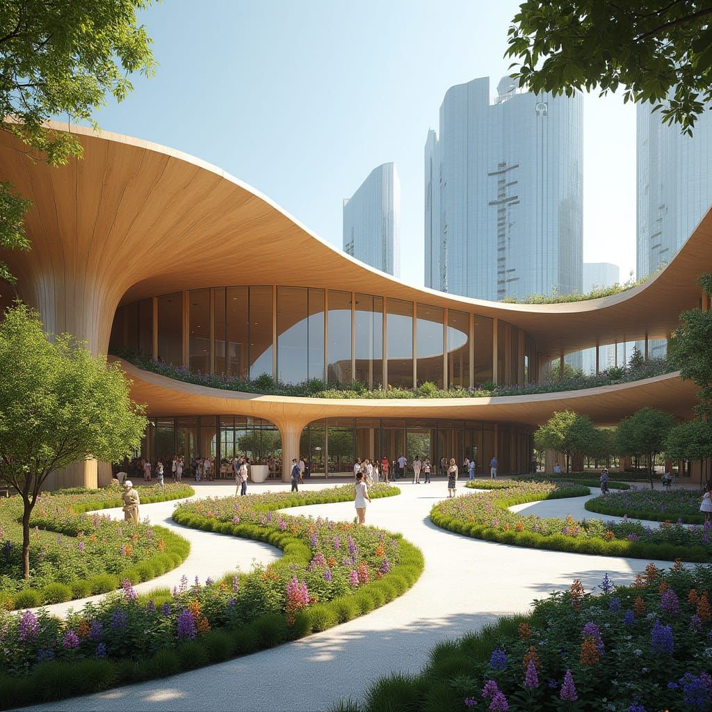 Futuristic Timber Technology Center in Architectural Style