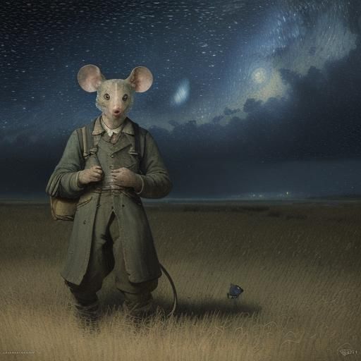 Mouse Painting in Post-Impressionist Style