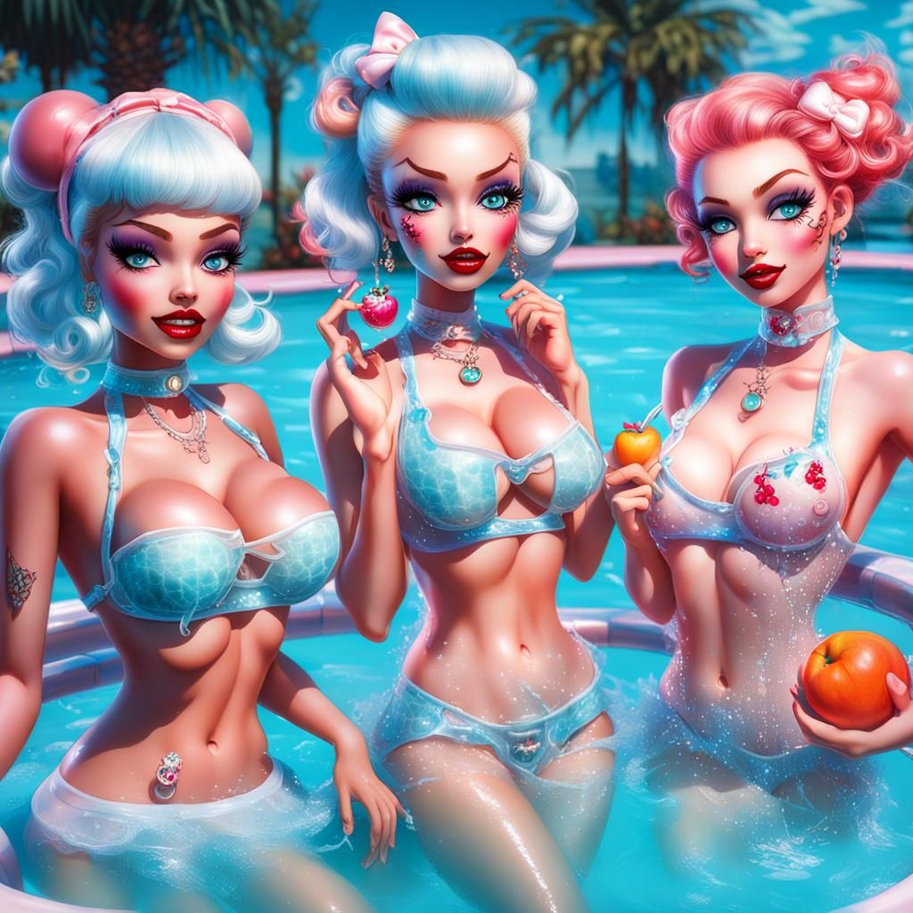 Hyperdetailed Pin-Up Bratz Dolls in Tron Storm