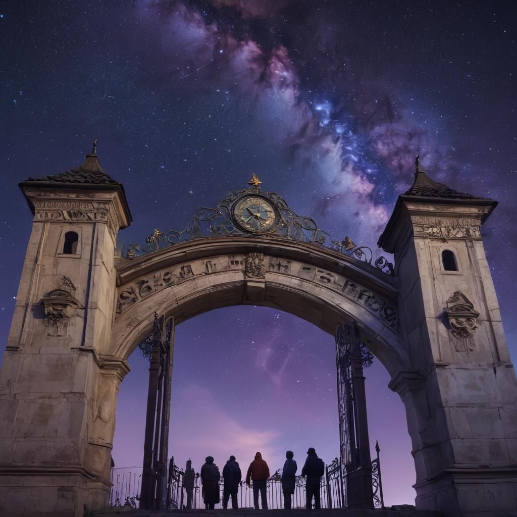 Hajduk Gate Under Starry Sky in Vibrant Oil Painting