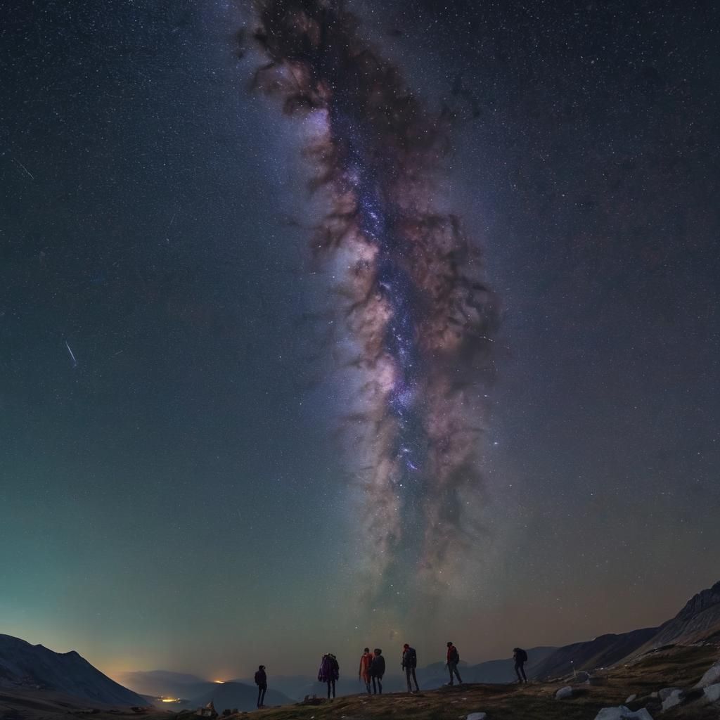 Mountaineers at Hajduk Gate Under the Milky Way