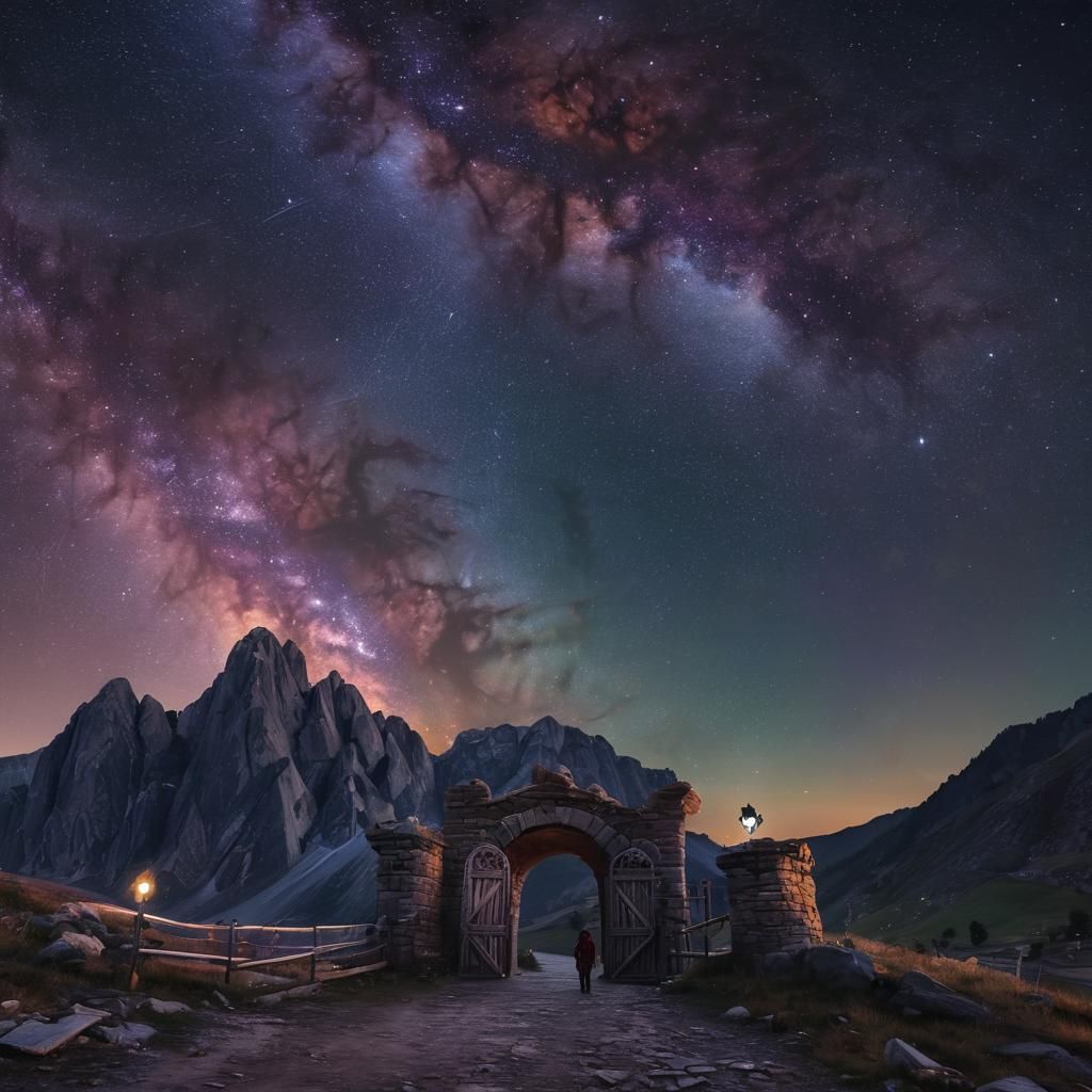 Milky Way Over Hajduk Gate: A Digital Painting