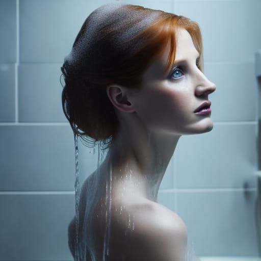 In the Shower - Jessica Chastain