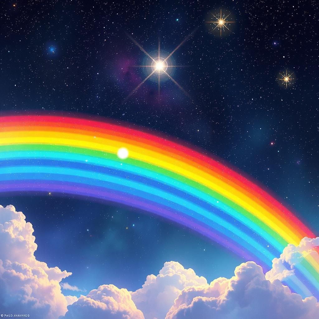 Holographic Cosmic Rainbow in Astral Art Style