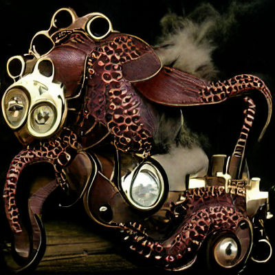Steampunk Octopus Mechanical Marvel Illustration