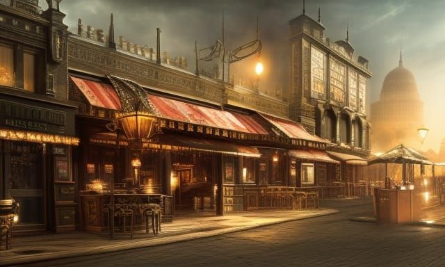 Epic Coffee Shop Digital Matte Painting
