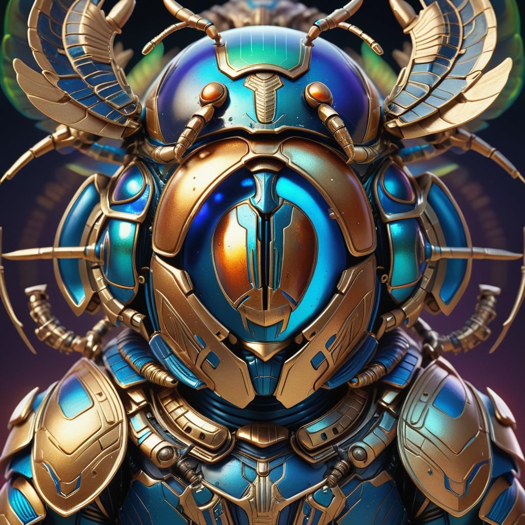 Humanoid Scarab Beetle in Intricate Armor