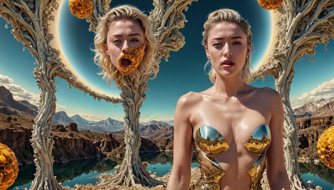 Surreal Diptych of Fragmented Celebrities in Deepdream Style