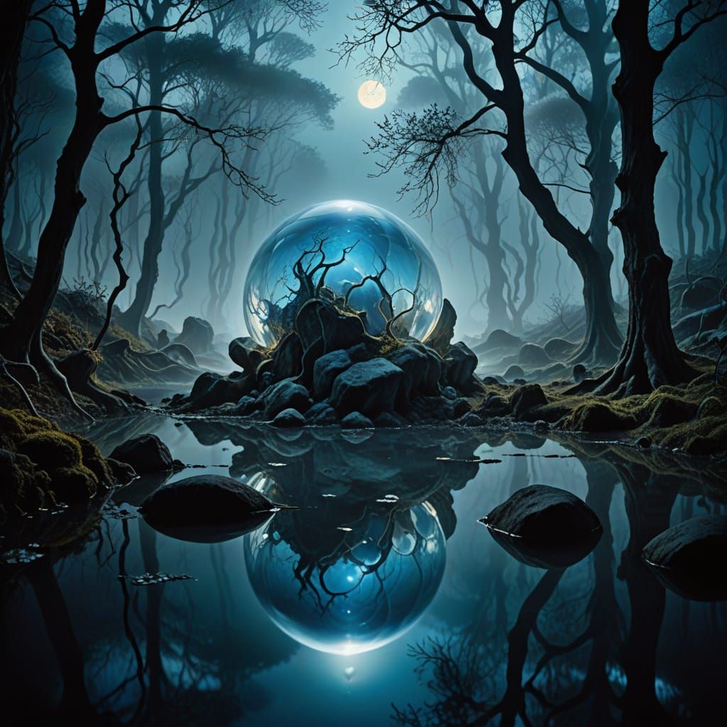 Dreamlike Moonstone in Ethereal Forest