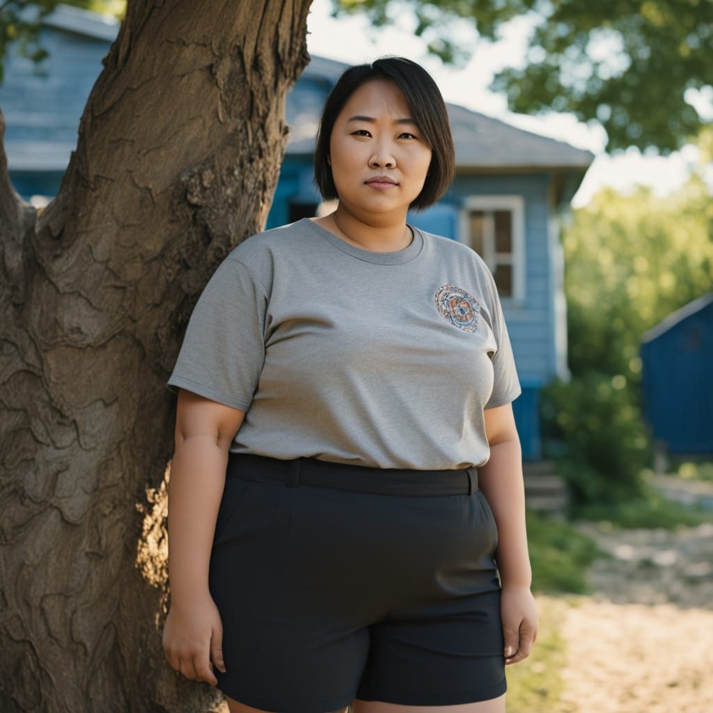 Stunning Portrait of a Plus-sized Asian Woman in Warm Light