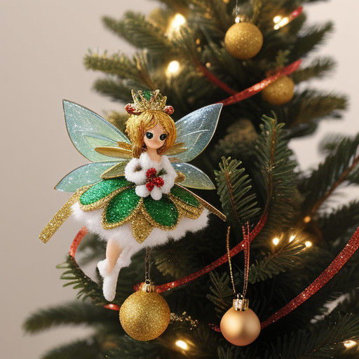 Mystical Fairy Dangles from Christmas Tree in Sparkling Tins...
