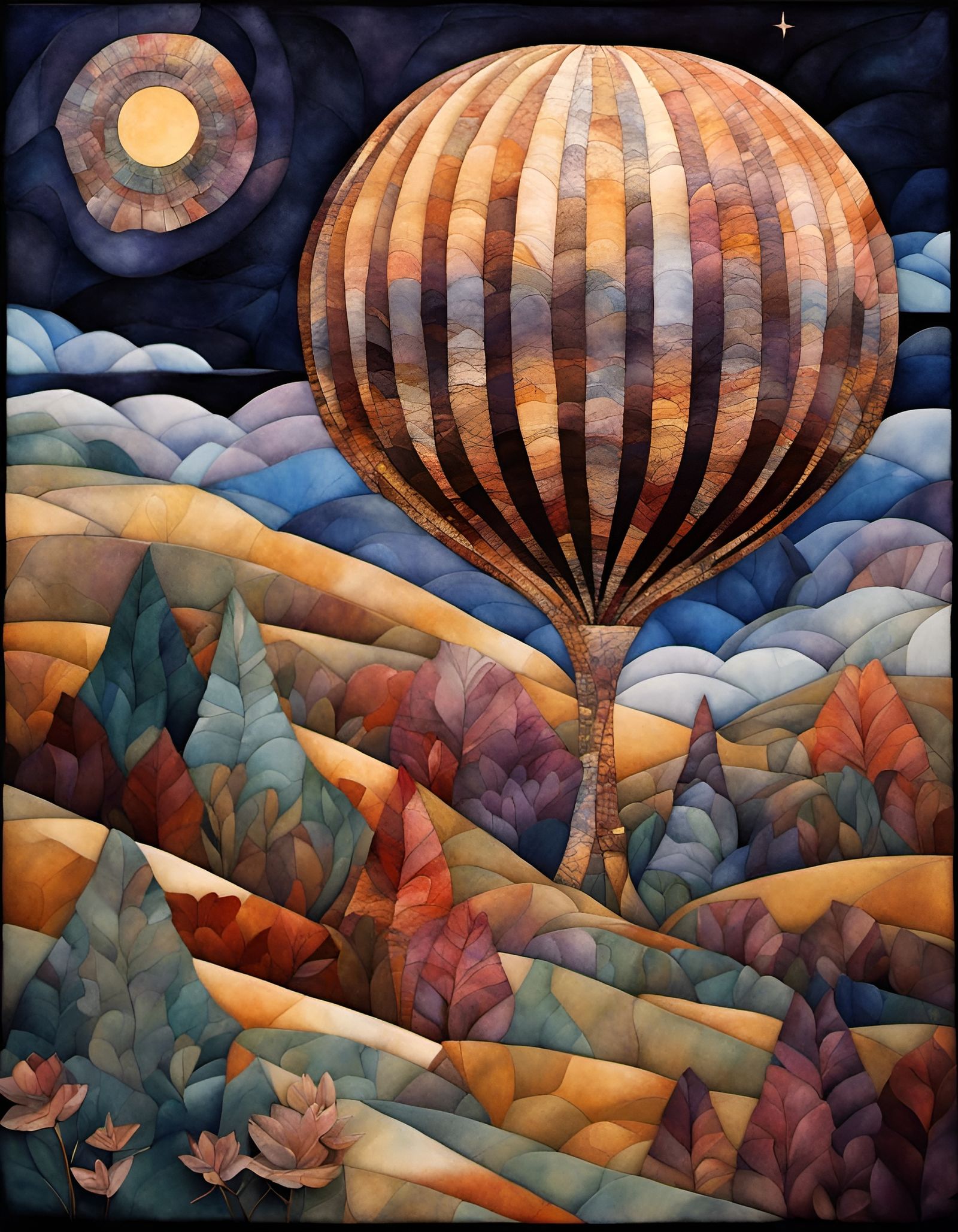 Earth Mothership Soaring Through the Night Sky