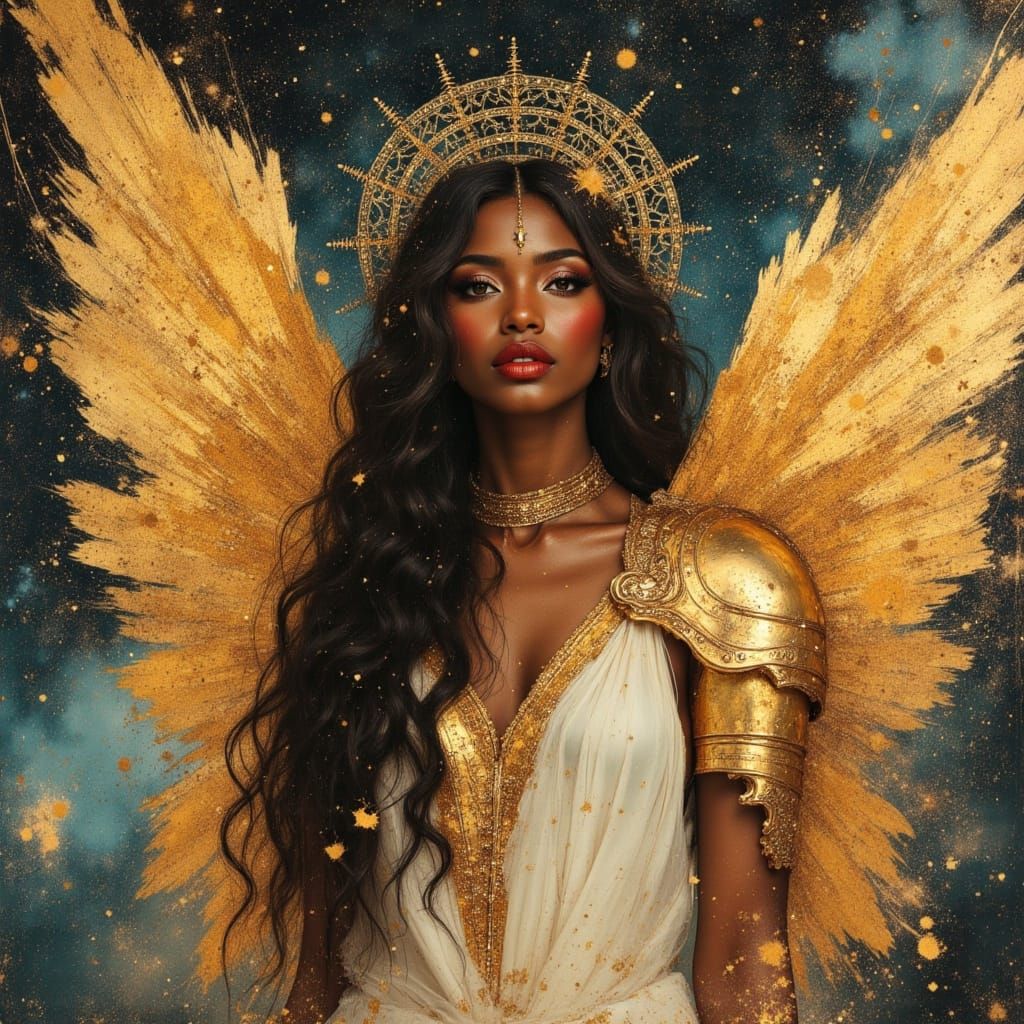 Regal African Goddess in Celestial Armor