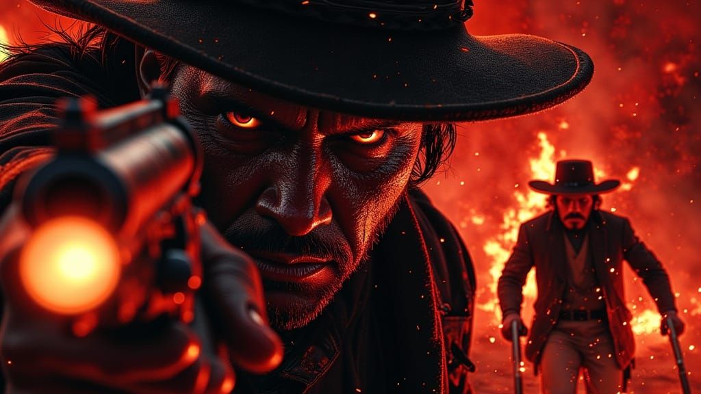 Gritty Monochrome Gunslinger in a Spaghetti Western Aestheti...