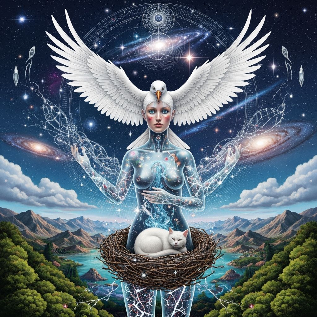 Ethereal Cosmic Being with Bioluminescent Skin and Starlight...