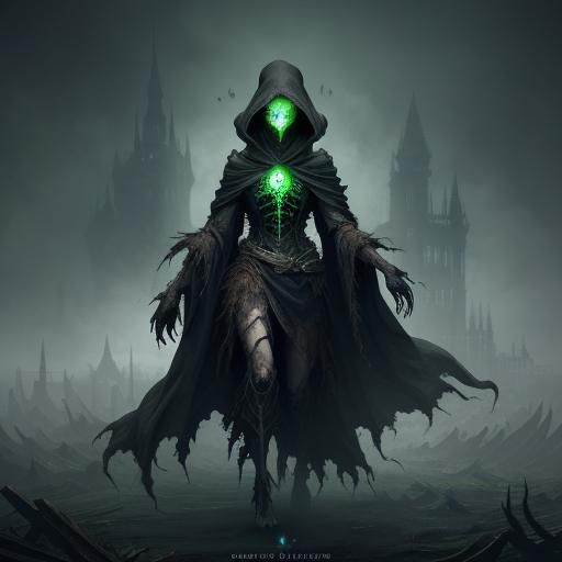 Decayed Plague Wraith with Green Eyes