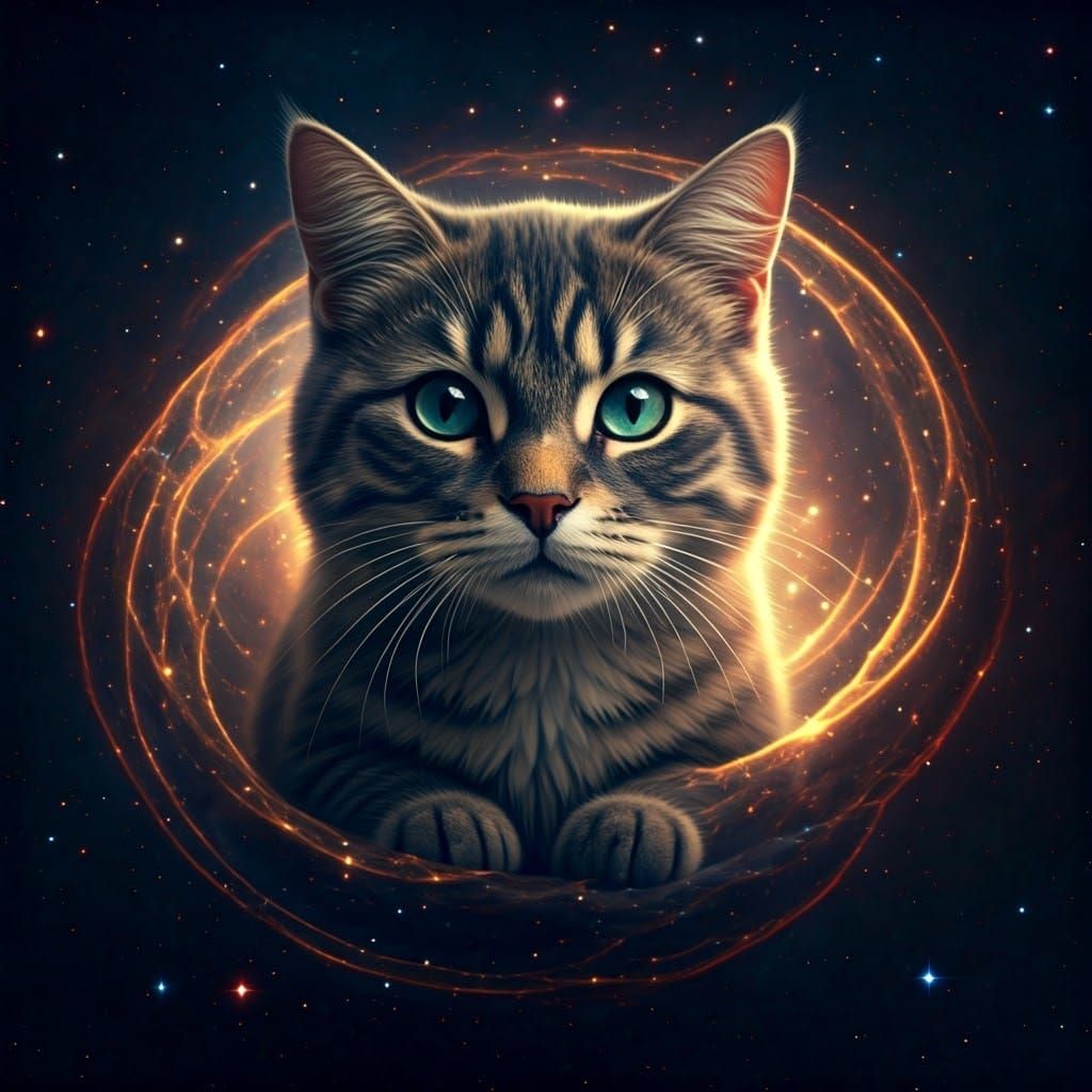 Celestial Cat in a Vortex of Stars